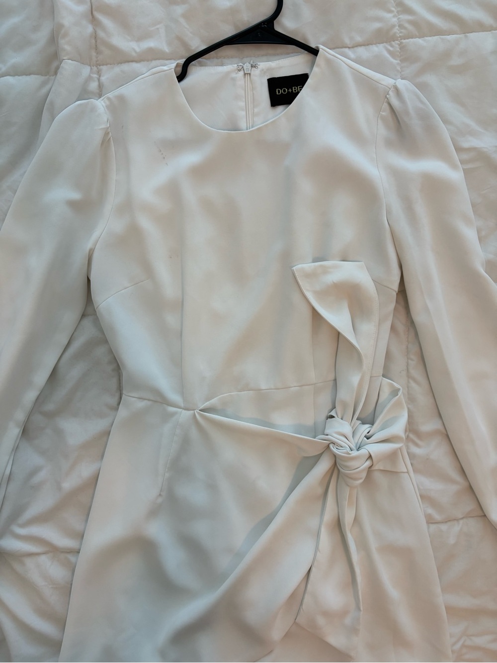 DO+BE Cream Long-Sleeve Midi Dress with Knot Detail